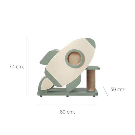 คอนโดแมวดีไซน์จรวด PETELE รุ่น ROCKET CAT CLIMBING FRAME SIZE S สีเขียว_1