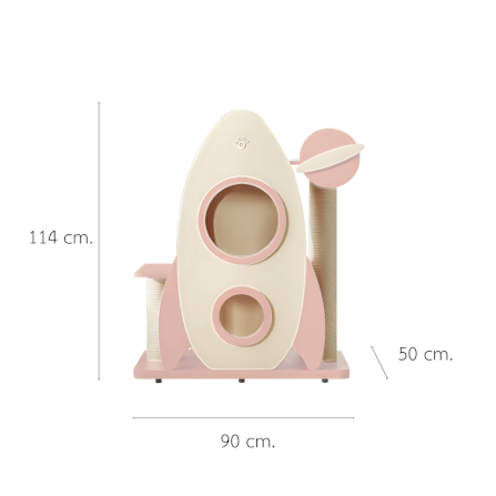 คอนโดแมวดีไซน์จรวด PETELE รุ่น ROCKET CAT CLIMBING FRAME SIZE M สีชมพู_1