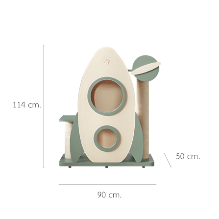 คอนโดแมวดีไซน์จรวด PETELE รุ่น ROCKET CAT CLIMBING FRAME SIZE M สีเขียว_1