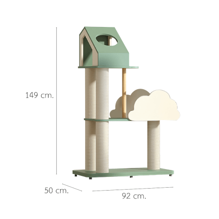 คอนโดแมวพรีเมียม PETELE รุ่น COUNTRYSIDE CAT CLIMBING FRAME SIZE M สีเขียว_1