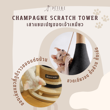 ที่ลับเล็บแมว PETELLE รุ่น CHAMPAGNE SCRATCH TOWER_2