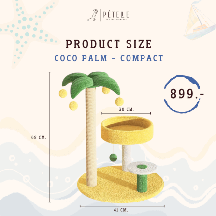 คอนโดแมว PETELE รุ่น COCO PALM COMPACT 41X68CM เหลือง/เขียว_2