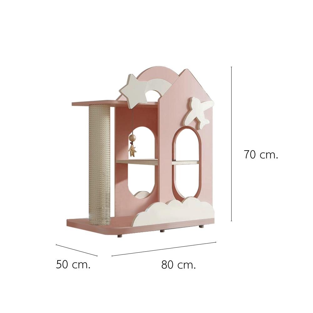 คอนโดแมว PETELE STARLIT CAT CLIMBING FRAME รุ่น COTTAGE SIZE S สีชมพู_1
