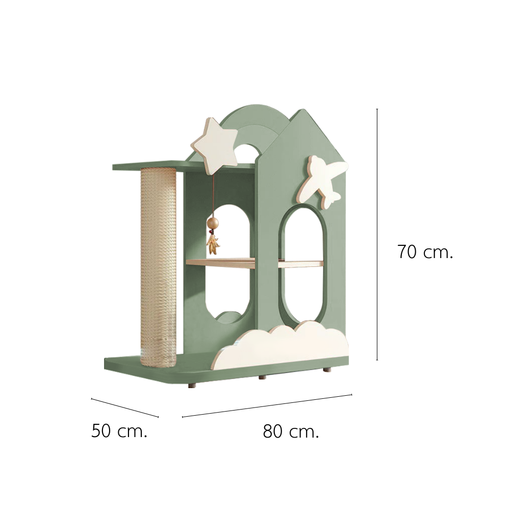 คอนโดแมว PETELE STARLIT CAT CLIMBING FRAME รุ่น COTTAGE SIZE S สีเขียว_1