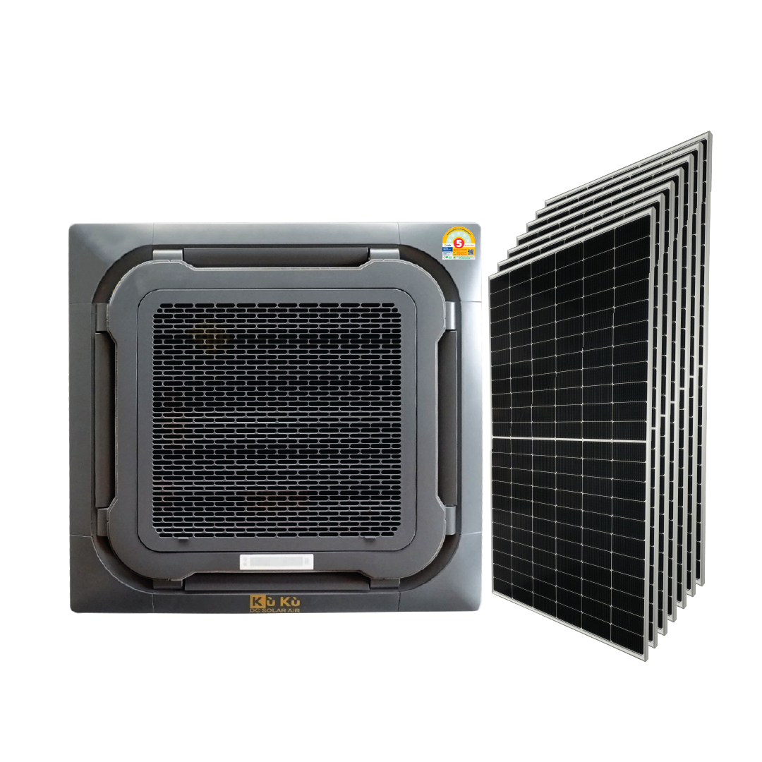 แอร์เพดาน KUKU AIR CASSETTE TYPE 24,000 BTU พร้อมแผงโซล่าเซลล์ 3.71 KWH (ไม่รวมติดตั้ง)_0