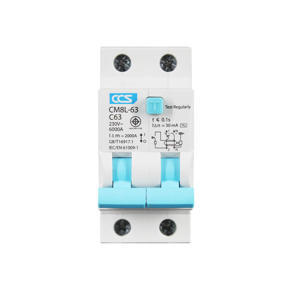 เบรกเกอร์กันไฟดูด 63 แอมป์ 2 โพล CCS รุ่น CM8L-63