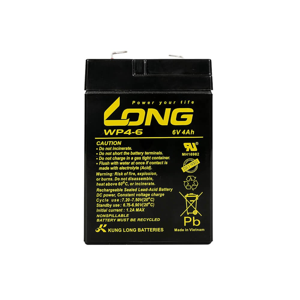 แบตเตอรี่แห้ง  LONG WP4-6 (6V4AH) สำหรับไฟฉุกเฉิน_5