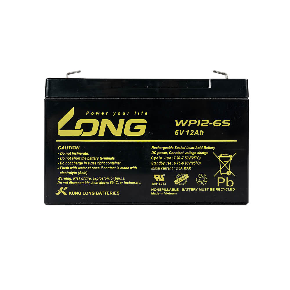 แบตเตอรี่แห้ง  LONG WP12-6S (6V12AH) สำหรับไฟฉุกเฉิน_3