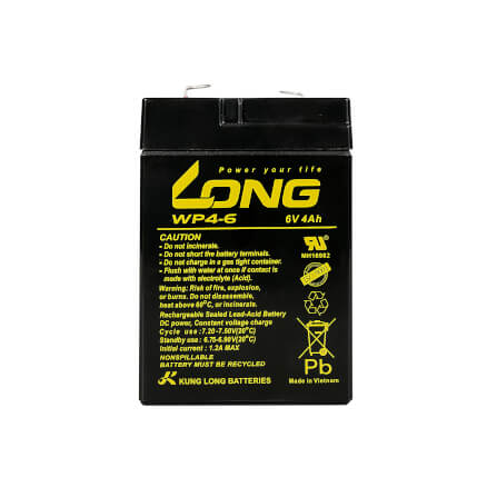 แบตเตอรี่แห้ง  LONG WP4-6 (6V4AH) สำหรับไฟฉุกเฉิน_0
