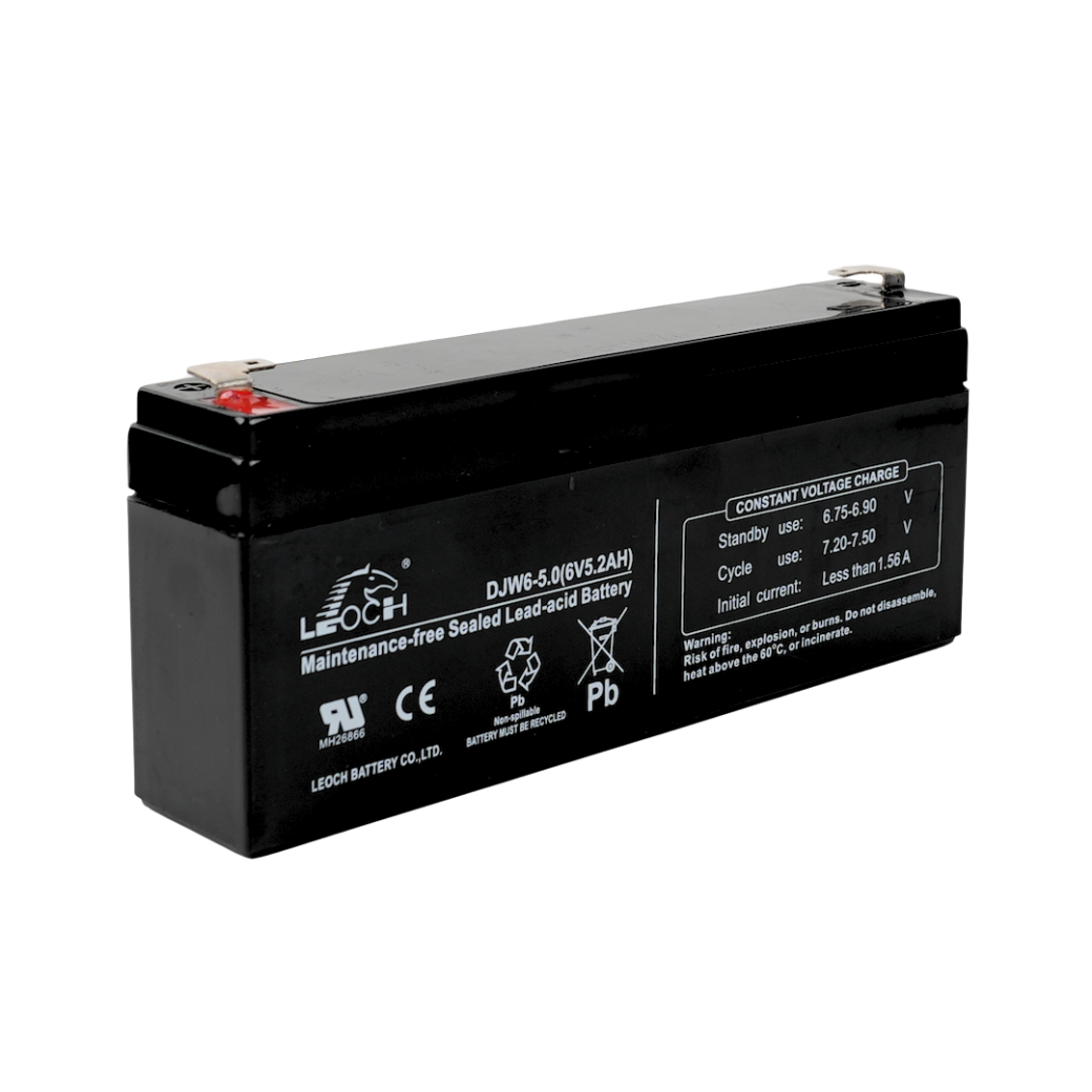 แบตเตอรี่แห้ง  LEOCH DJW6-5.0 (6V5.2AH) สำหรับไฟฉุกเฉิน_2