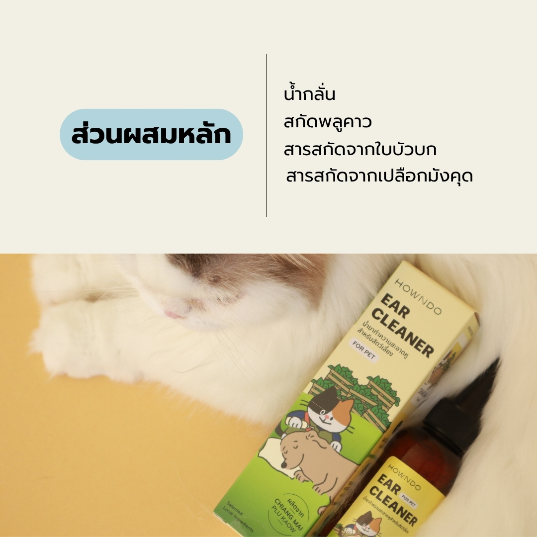 น้ำยาเช็ดหูสัตว์เลี้ยง HOWNDO พลูคาว สูตรอ่อนโยน 100 มล._3