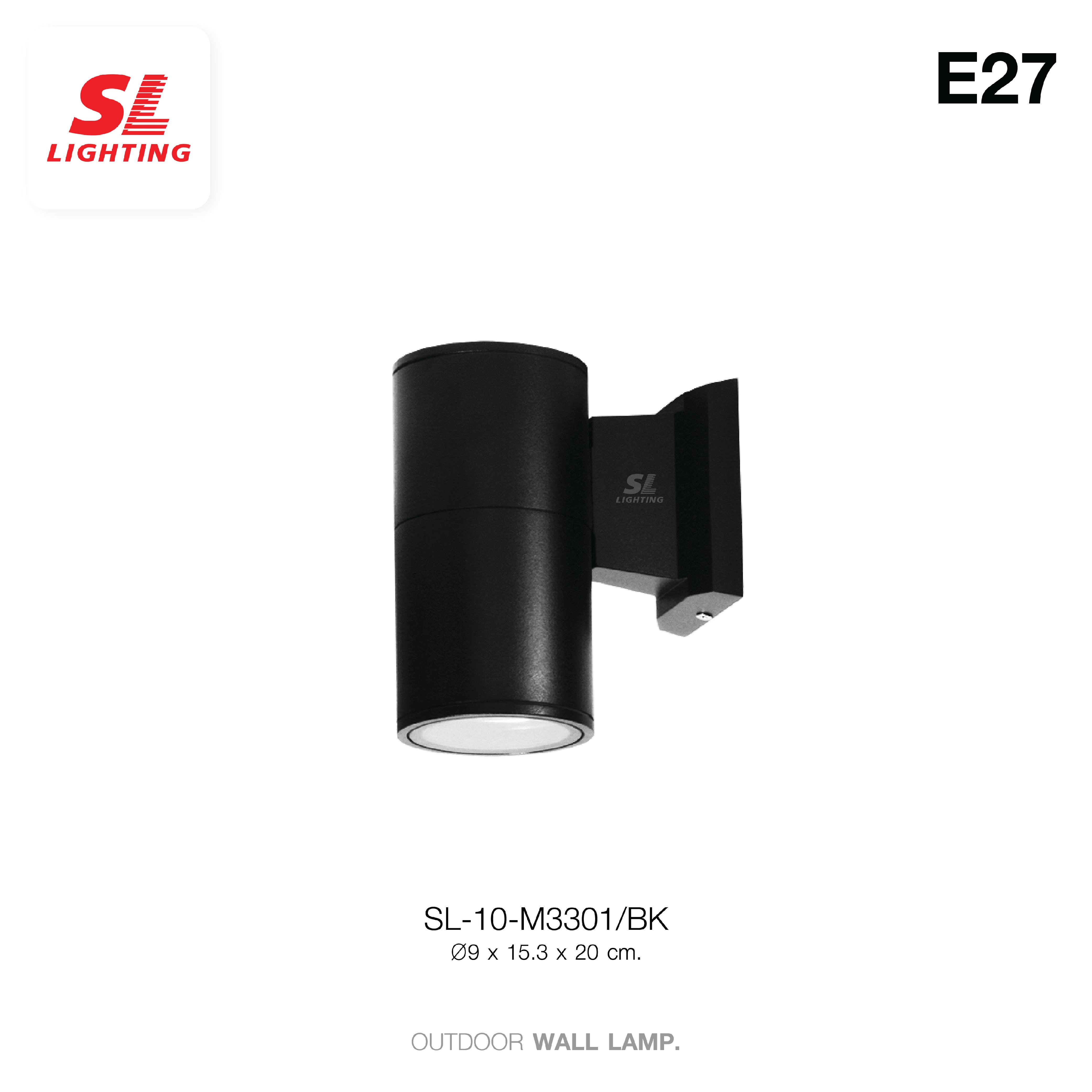 ไฟผนังภายนอก SL LIGHTING M3301 E27 ทรงกระบอก สีดำ แบบ 1 ทาง_1