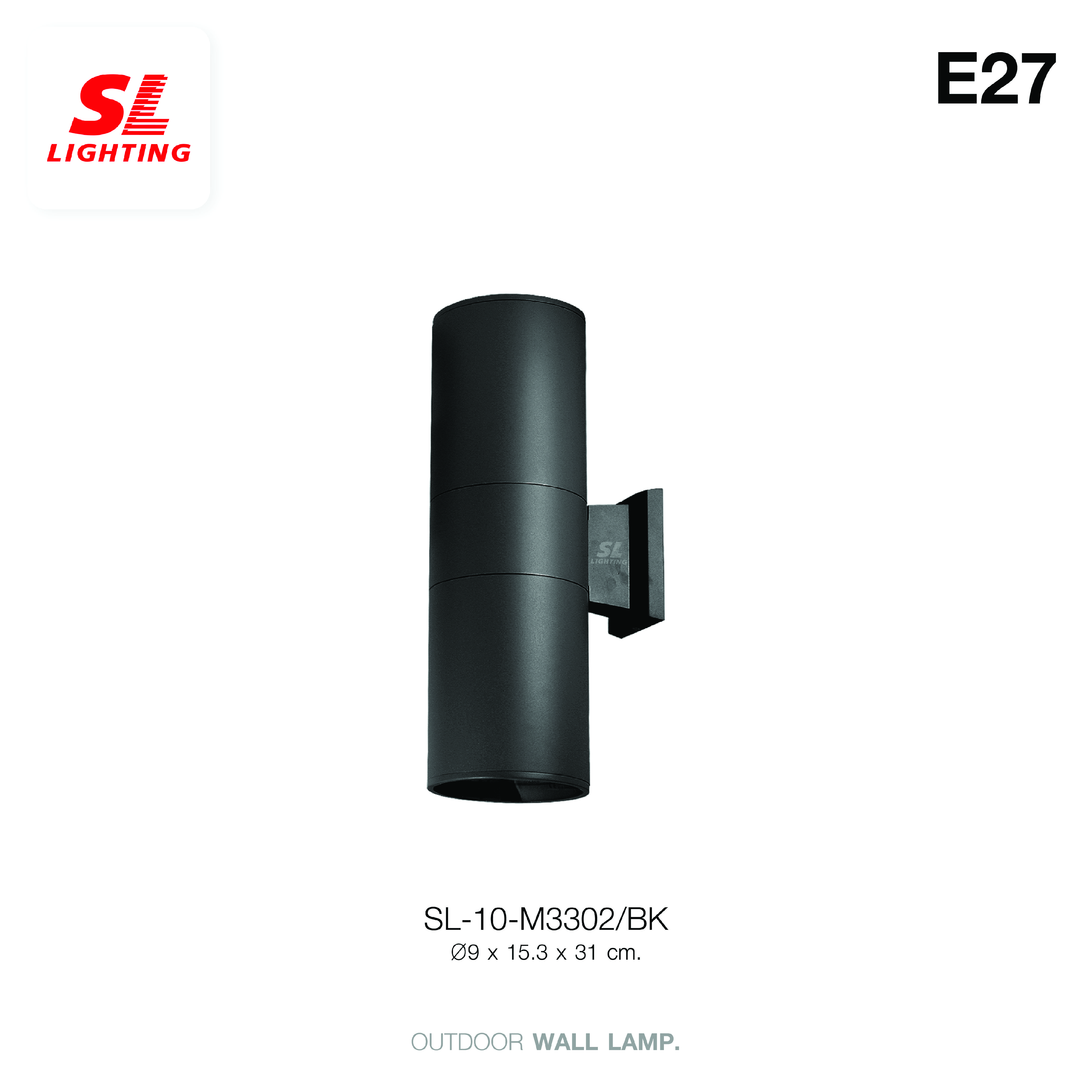 ไฟผนังภายนอก SL LIGHTING M3301 E27 ทรงกระบอก สีดำ แบบ 2 ทาง_1