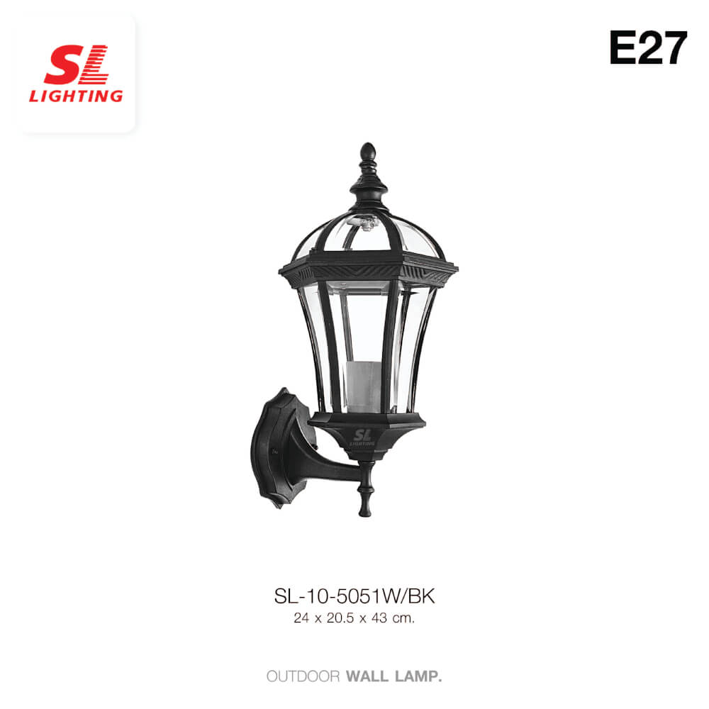 ไฟผนังภายนอก SL LIGHTING 5051W E27 สีดำ