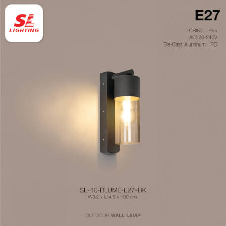 ไฟผนังภายนอก SL LIGHTING B01 E27 สีดำ_1