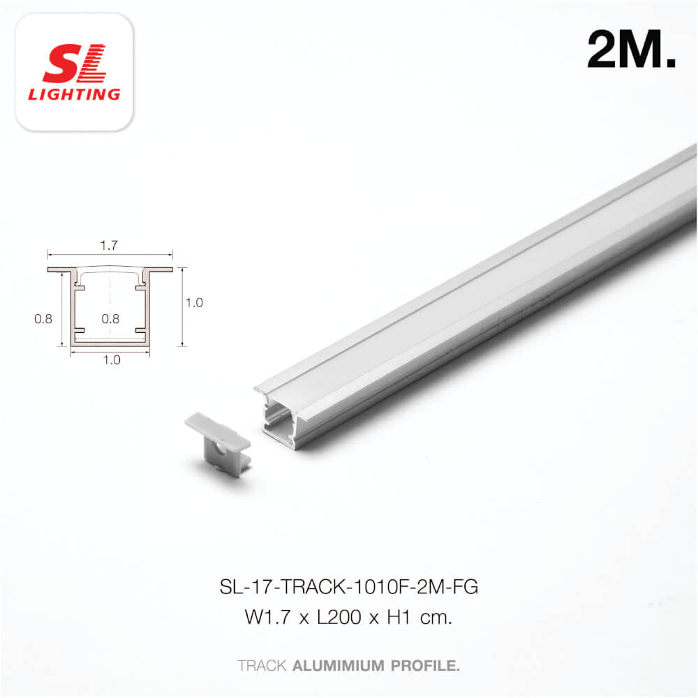 รางไฟเส้นอะลูมิเนียม SL LIGHTING 1010F 2 เมตร สีเทา (แบบฝัง)