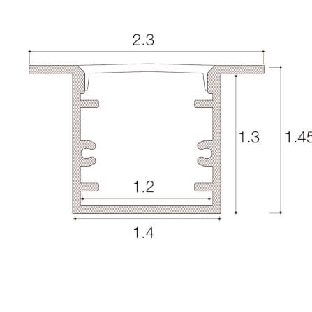 รางไฟเส้นอะลูมิเนียม SL LIGHTING 1450F 2 เมตร สีเทา (แบบฝัง)_1