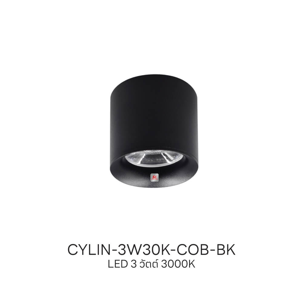 ดาวน์ไลท์ LED SL LIGHTING CYLIN กลม 3 วัตต์ WARM WHITE สีดำ 1 หัว