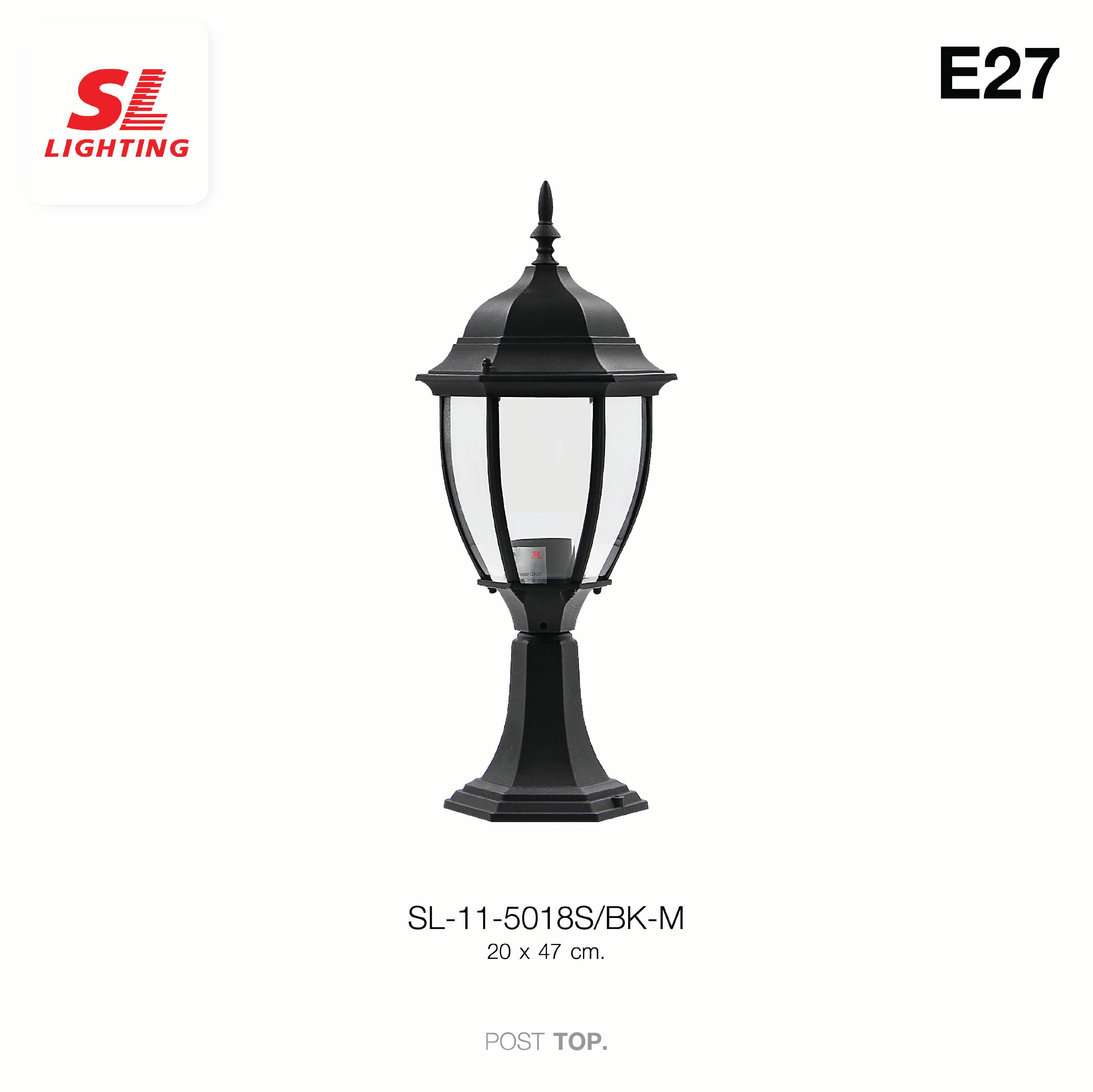 ไฟหัวเสา SL LIGHTING 5018S E27 ไซส์ใหญ่ สีดำ