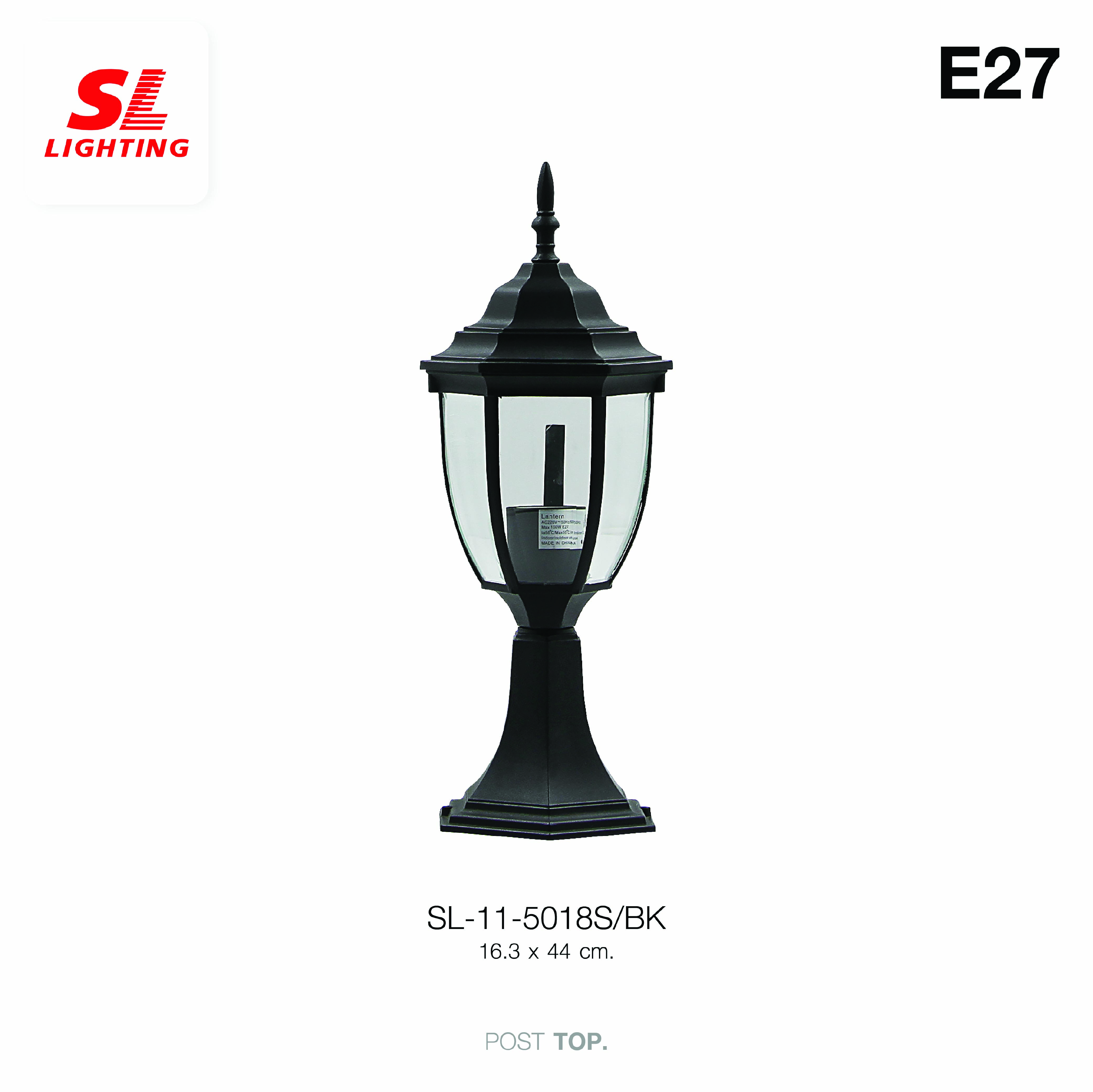 ไฟหัวเสา SL LIGHTING 5018S E27 ไซส์เล็ก สีดำ_3