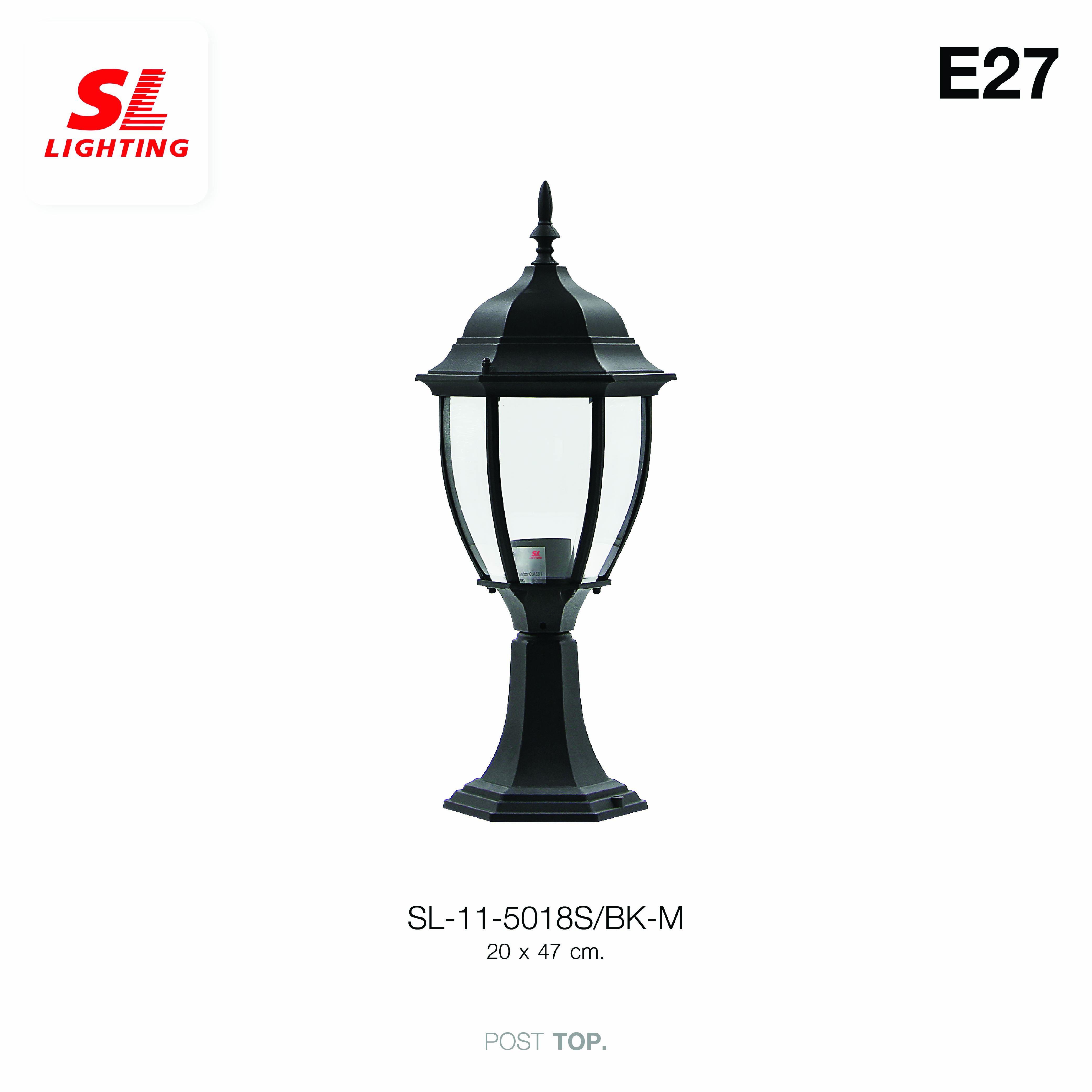 ไฟหัวเสา SL LIGHTING 5018S E27 ไซส์ใหญ่ สีดำ_3