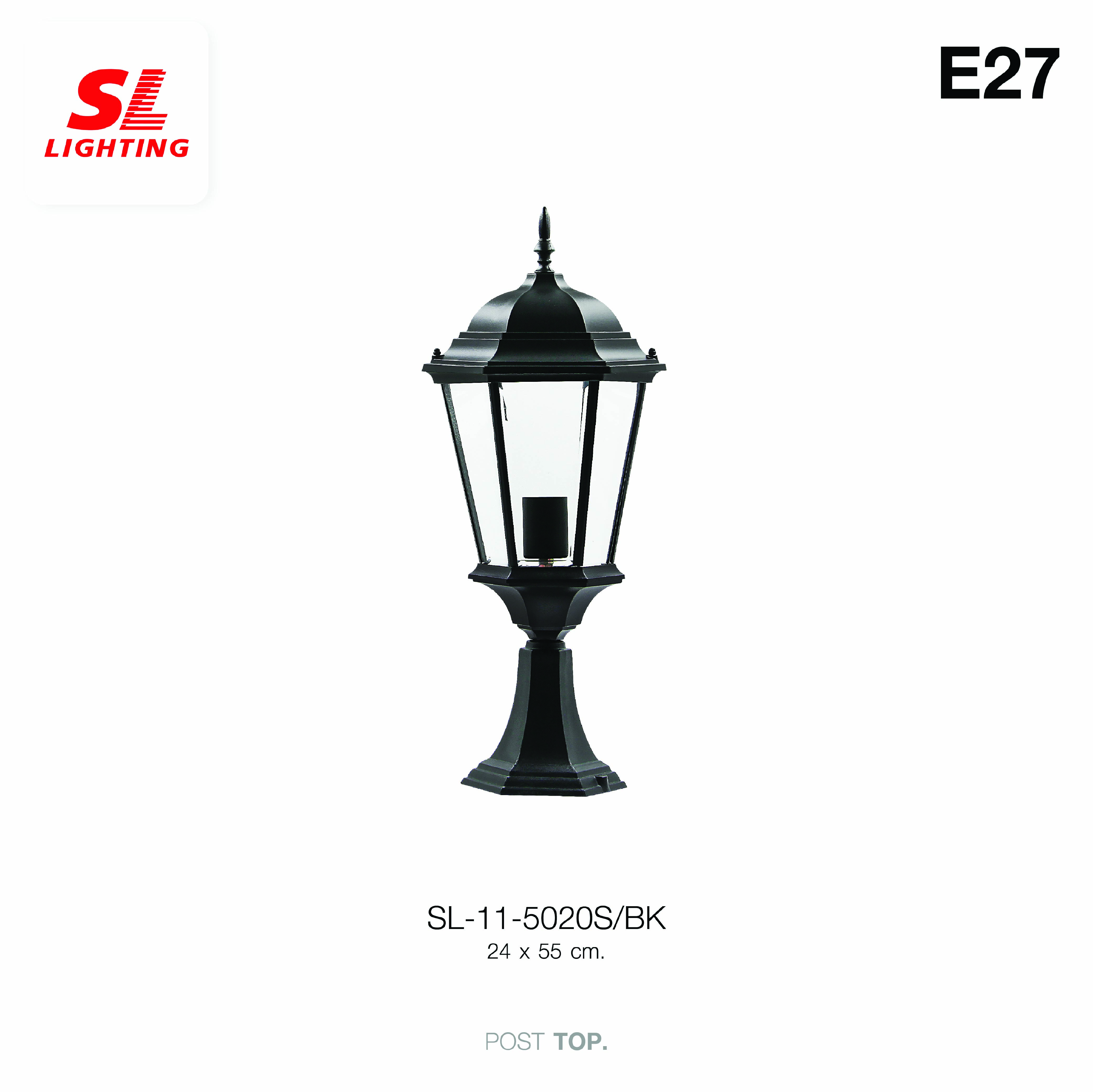 ไฟหัวเสา SL LIGHTING 5020S E27 สีดำ