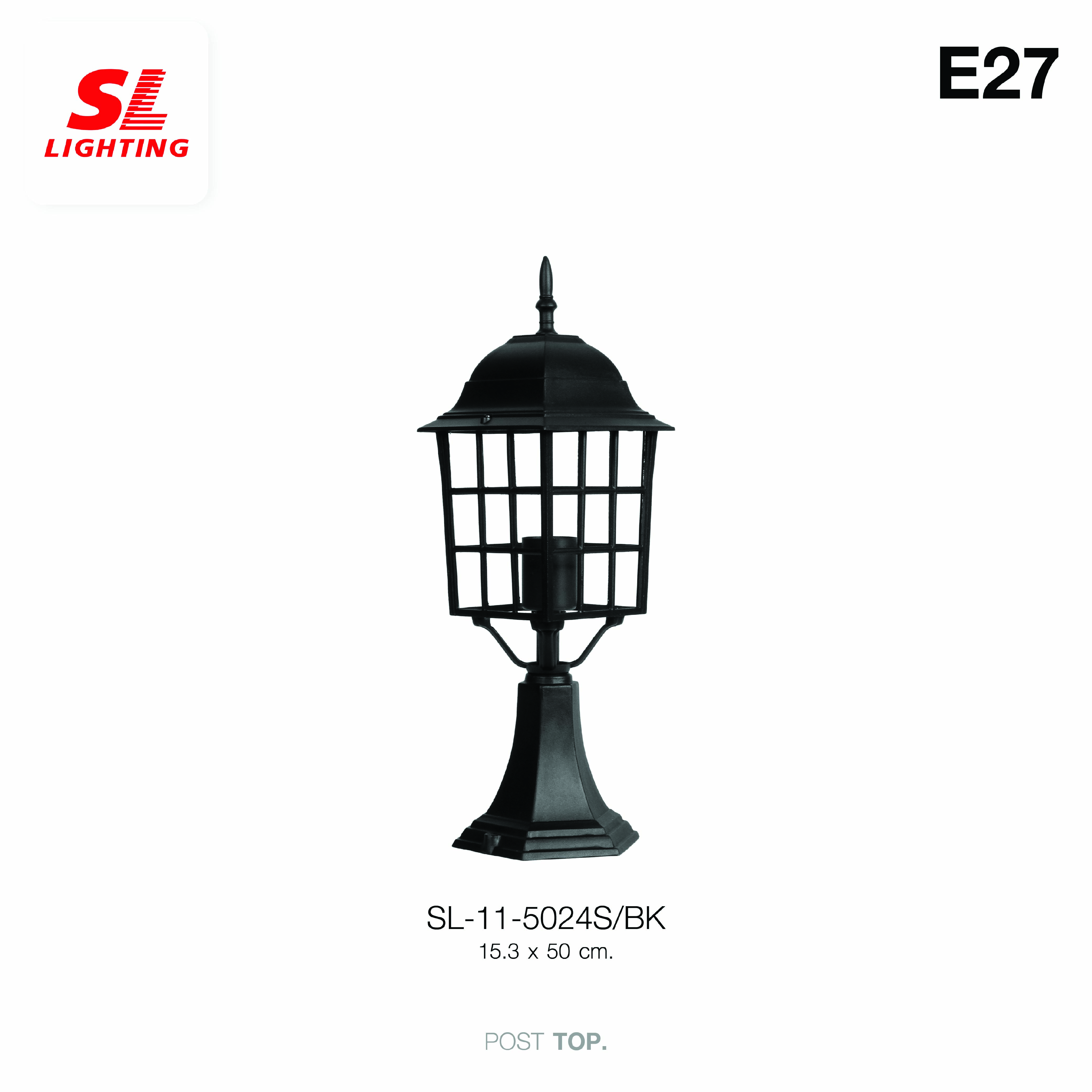 ไฟหัวเสา SL LIGHTING 5024S E27 สีดำ