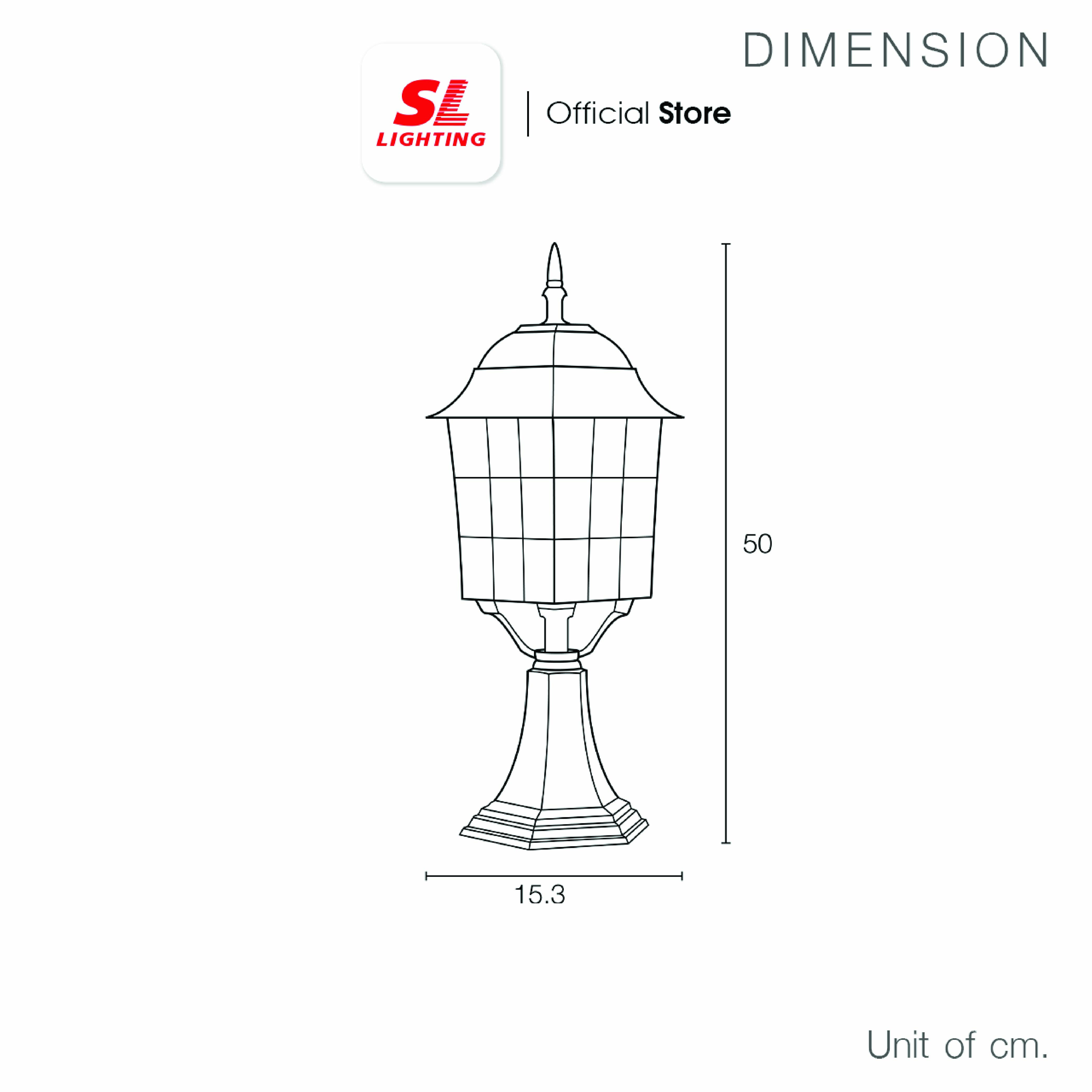 ไฟหัวเสา SL LIGHTING 5024S E27 สีดำ