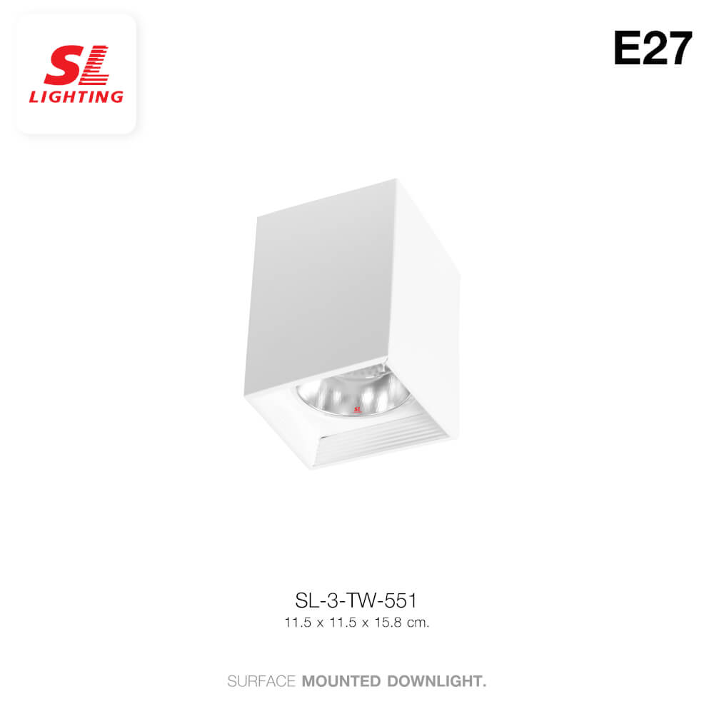 ดาวน์ไลท์ SL LIGHTING 551 สี่เหลี่ยม E27 สีขาว