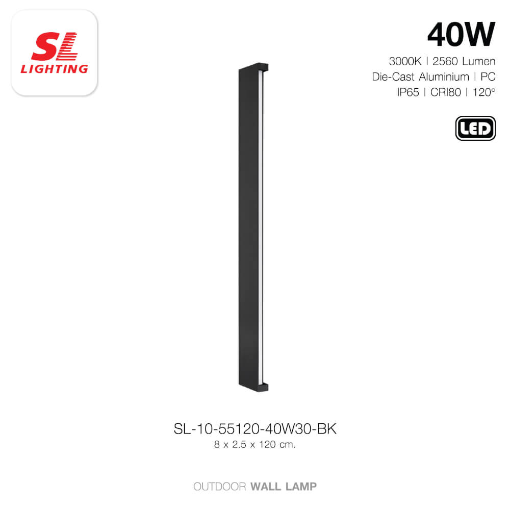 ไฟผนังภายนอก LED SL LIGHTING 55120 40 วัตต์ WARM WHITE สีดำ