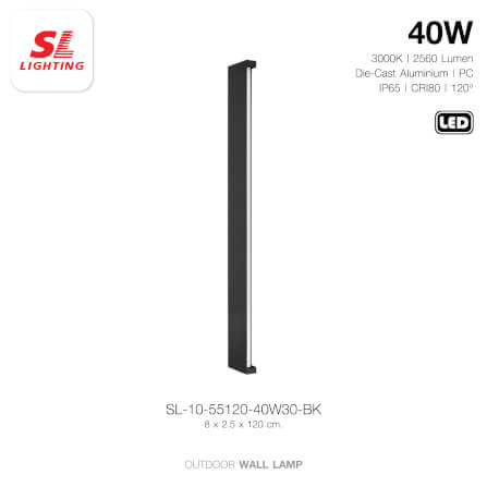 ไฟผนังภายนอก LED SL LIGHTING 55120 40 วัตต์ WARM WHITE สีดำ_1