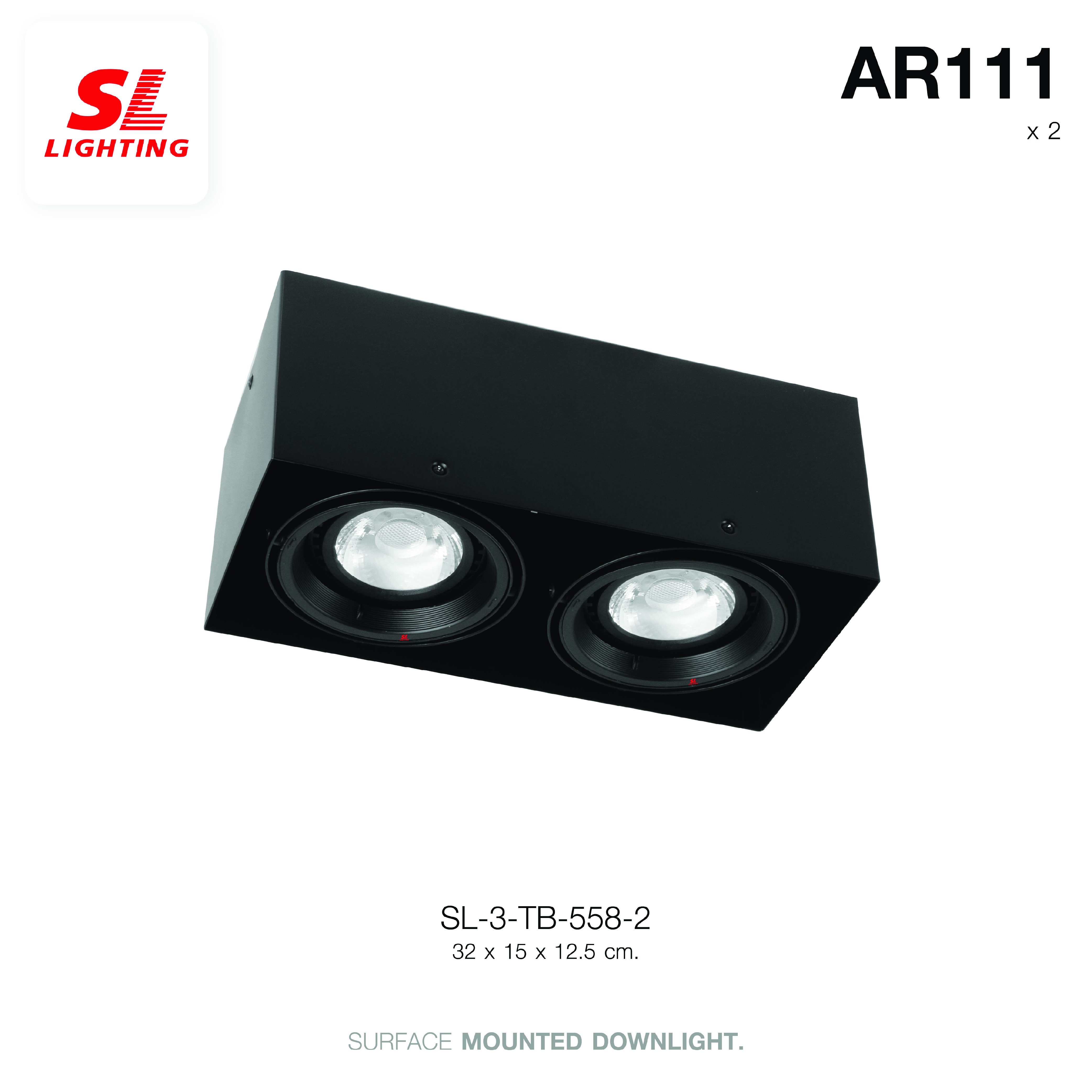 ดาวน์ไลท์ SL LIGHTING 558-2 สี่เหลี่ยม AR111 G53 สีดำ 2-SOCKET