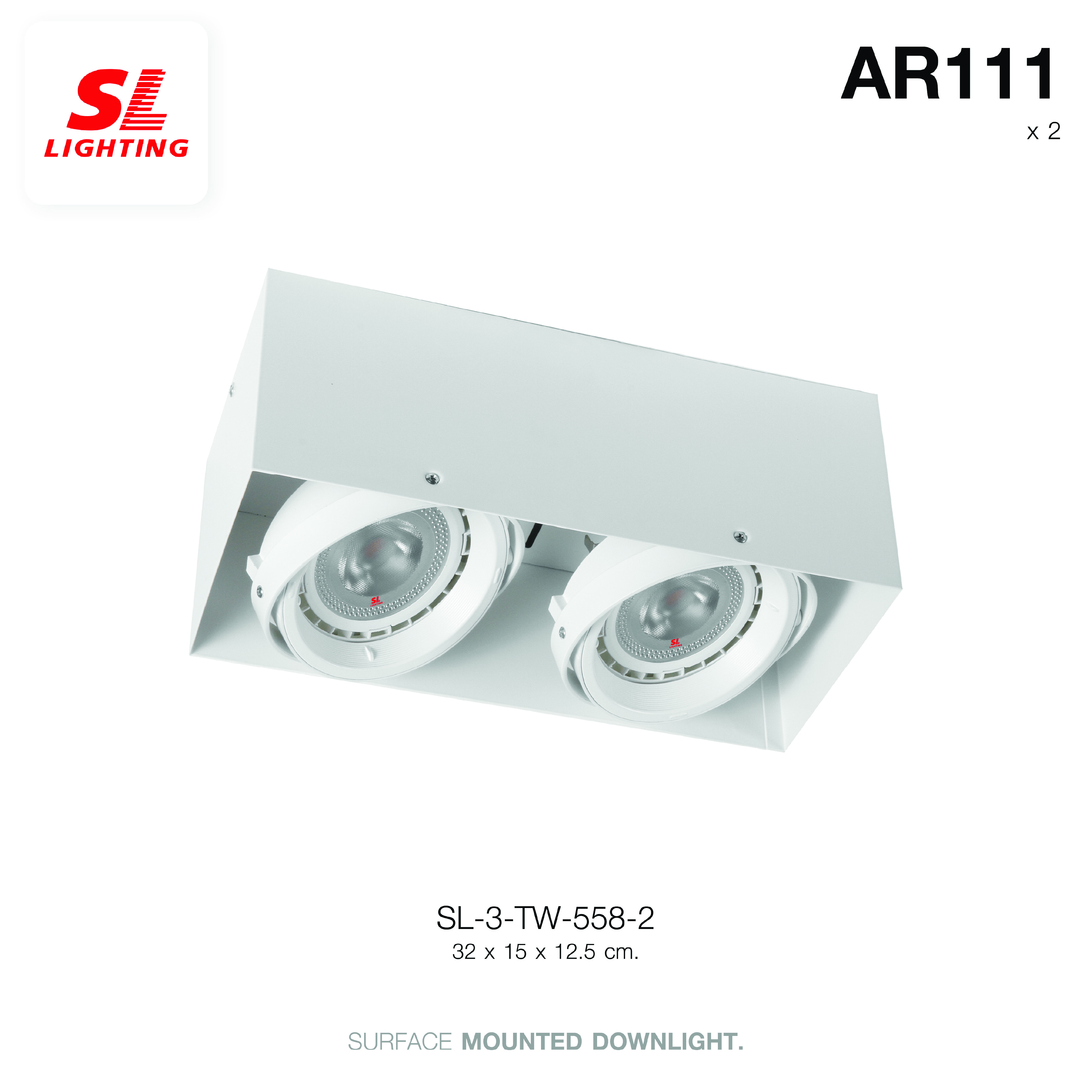 ดาวน์ไลท์ SL LIGHTING 558-2 สี่เหลี่ยม AR111 G53 สีขาว 2-SOCKET