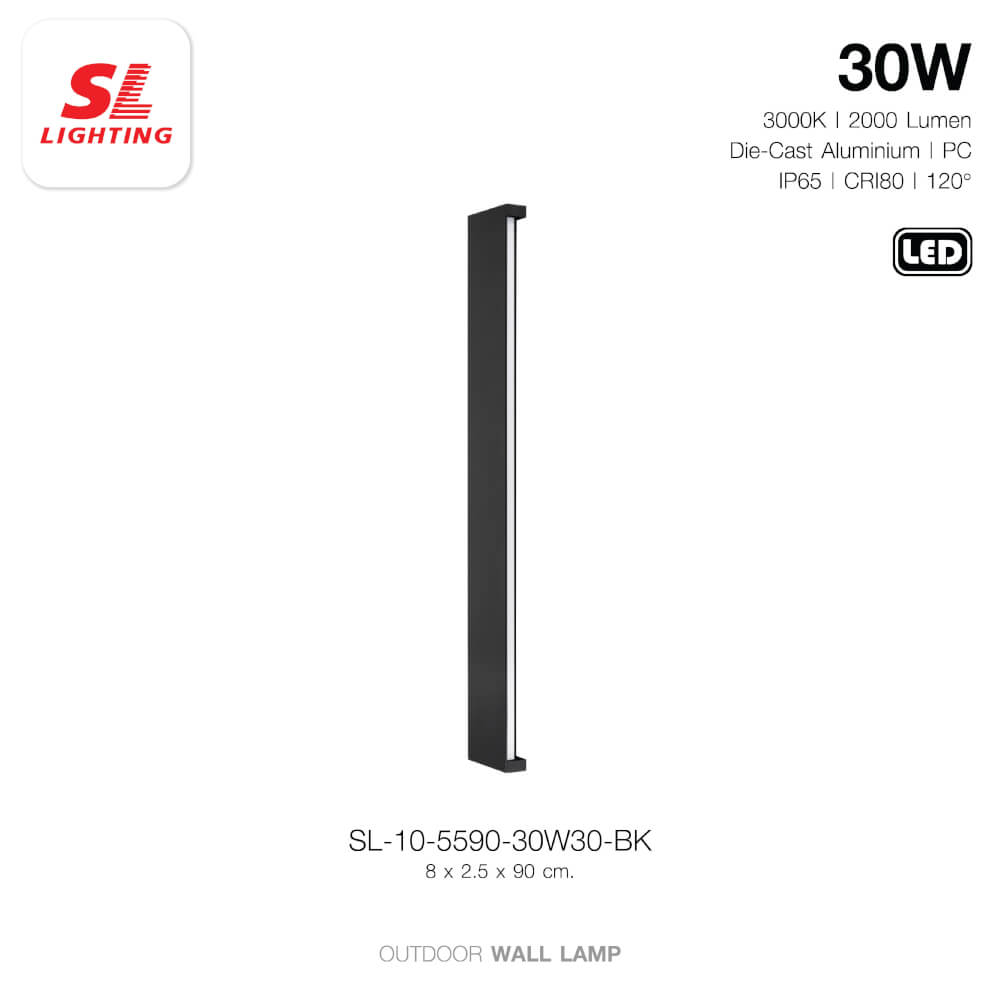 ไฟผนังภายนอก LED SL LIGHTING 5590 30 วัตต์ WARM WHITE สีดำ