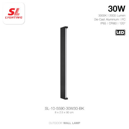 ไฟผนังภายนอก LED SL LIGHTING 5590 30 วัตต์ WARM WHITE สีดำ_1