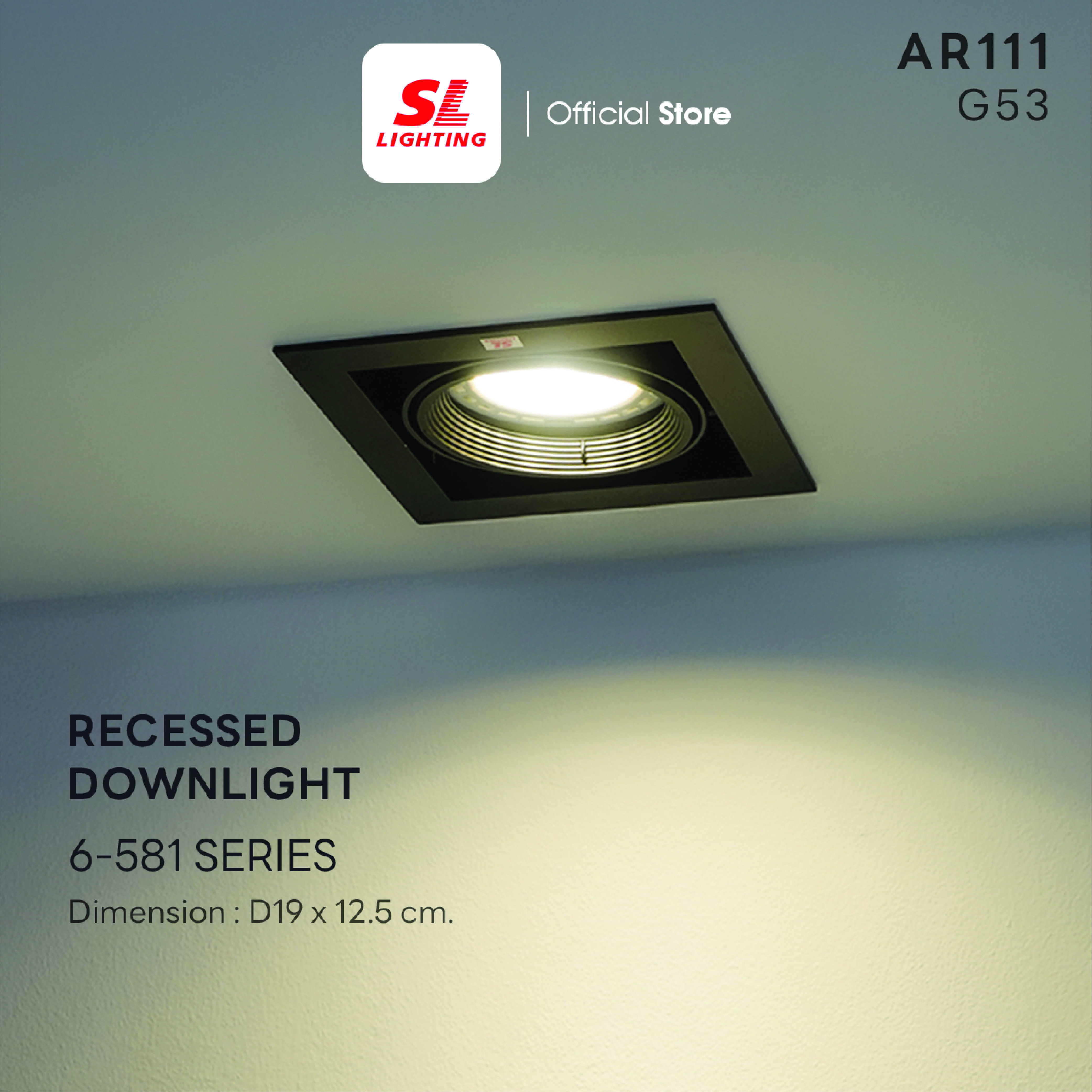 ดาวน์ไลท์ SL LIGHTING 581 AR111 7.5 นิ้ว ทรงสี่เหลี่ยม สีดำ_5