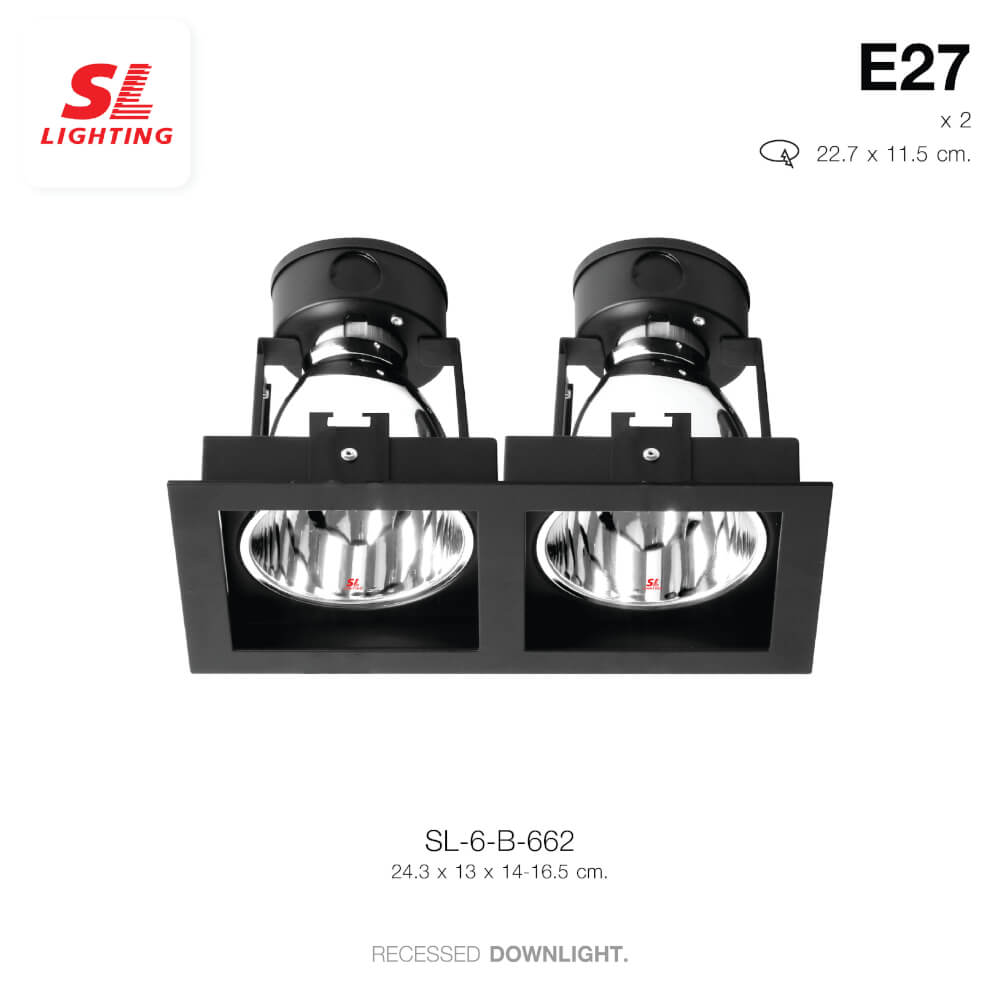 ดาวน์ไลท์ SL LIGHTING 662 10 นิ้ว ทรงสี่เหลี่ยม สีดำ