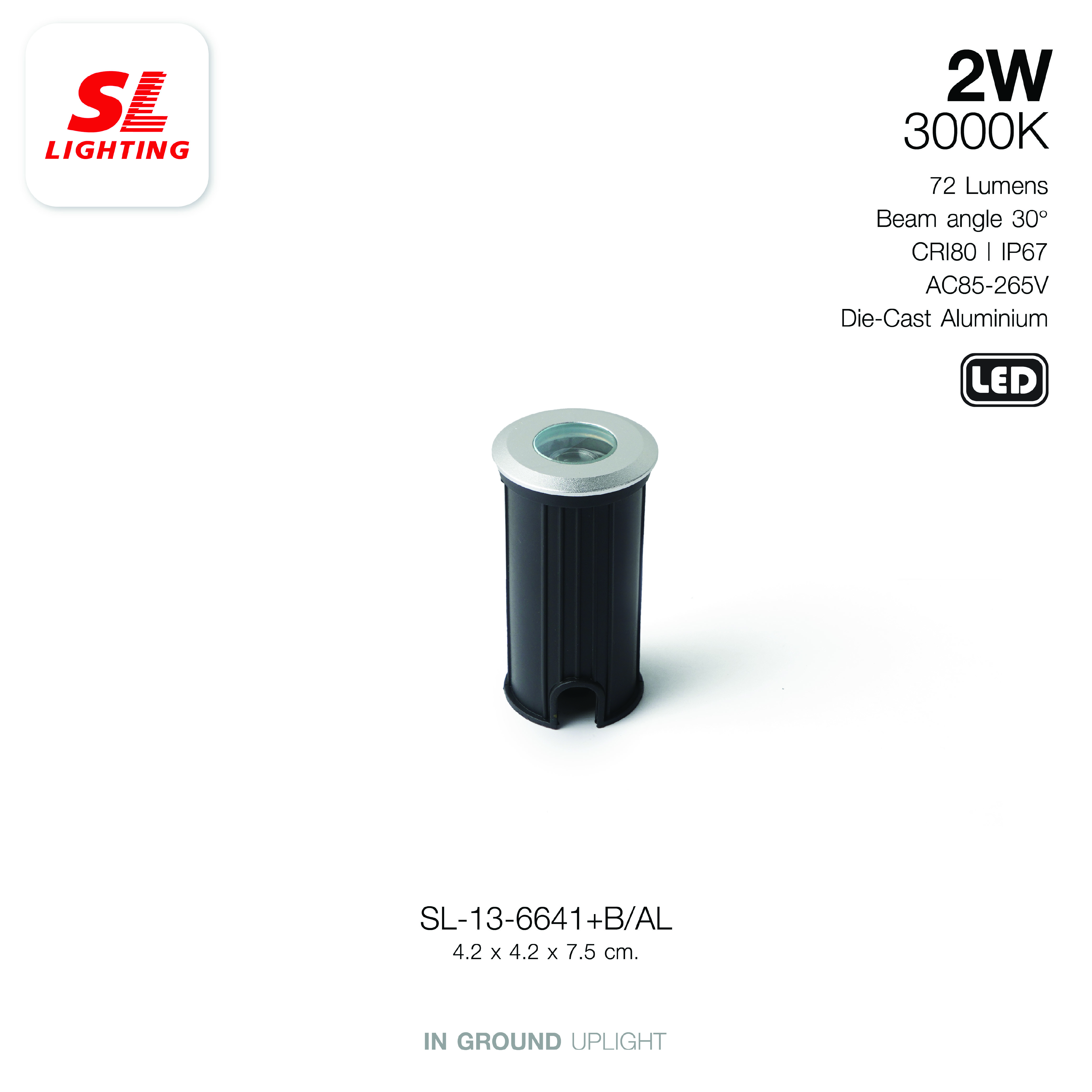 ไฟฝังพื้น LED SL LIGHTING 6641 2W WARM WHITE สีดำ