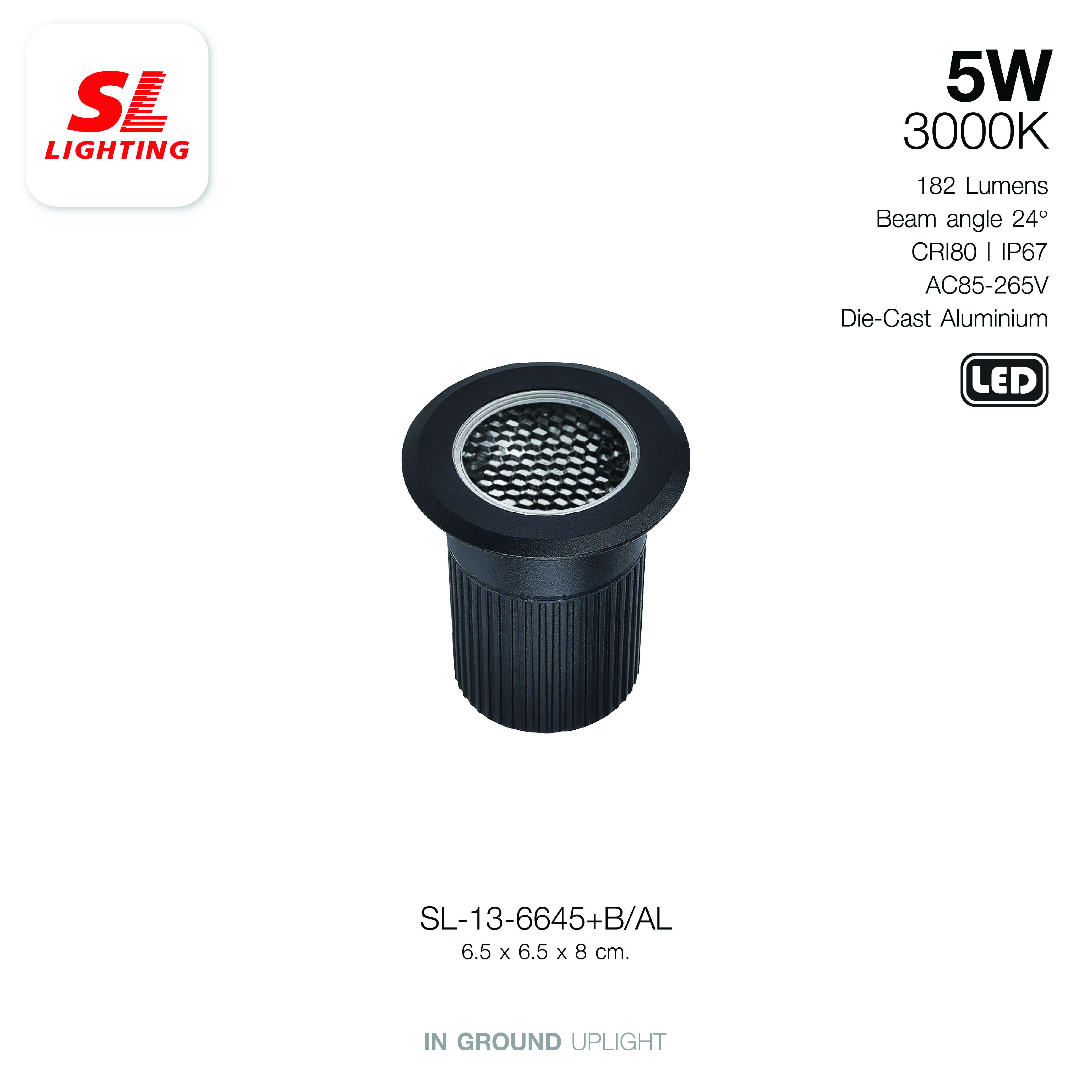 ไฟฝังพื้น LED SL LIGHTING 6645 5W WARM WHITE สีดำ_1