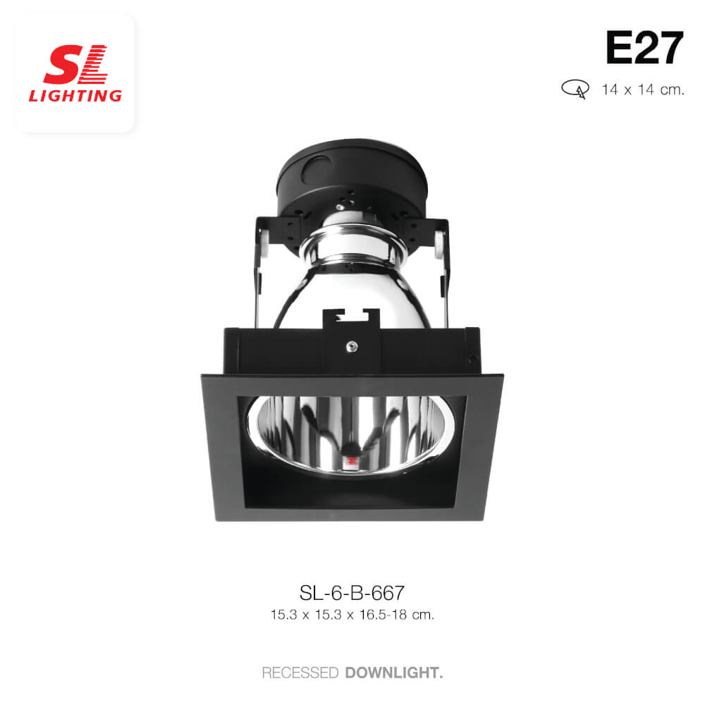 ดาวน์ไลท์ SL LIGHTING 667 6 นิ้ว ทรงสี่เหลี่ยม สีดำ