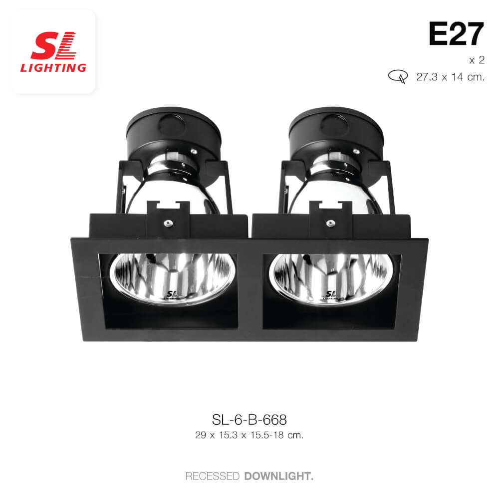 ดาวน์ไลท์ SL LIGHTING 668 ทรงสี่เหลี่ยม สีดำ