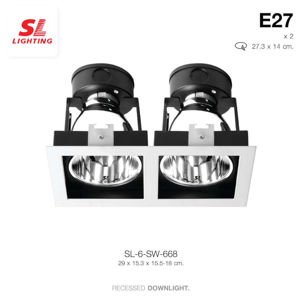 ดาวน์ไลท์ SL LIGHTING 668 ทรงสี่เหลี่ยม สีขาว