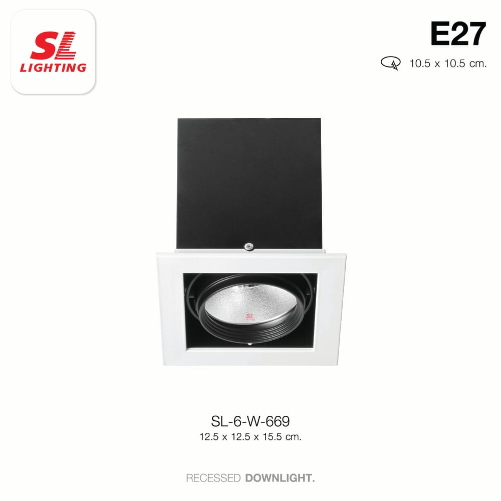 ดาวน์ไลท์ SL LIGHTING 669 สี่เหลี่ยม E27 สีขาว