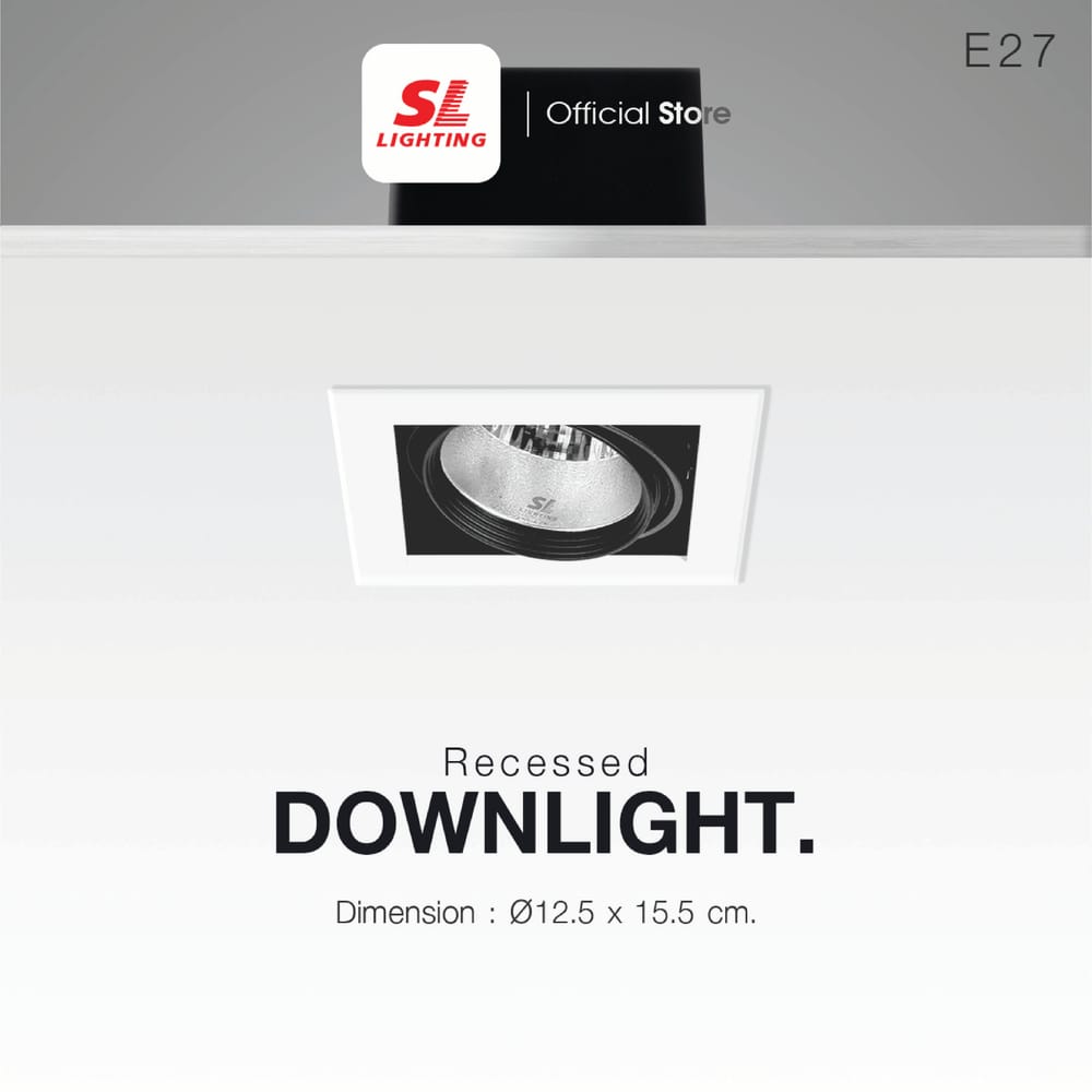 ดาวน์ไลท์ SL LIGHTING 669 สี่เหลี่ยม E27 สีขาว