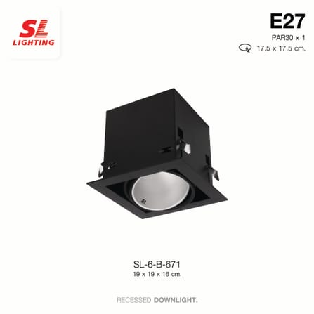 ดาวน์ไลท์ SL LIGHTING 671 สี่เหลี่ยม PAR30 E27 สีดำ_4