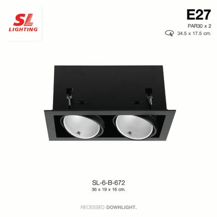 ดาวน์ไลท์ SL LIGHTING 672 สี่เหลี่ยม PAR30 E27 2 ขั้ว สีดำ_4