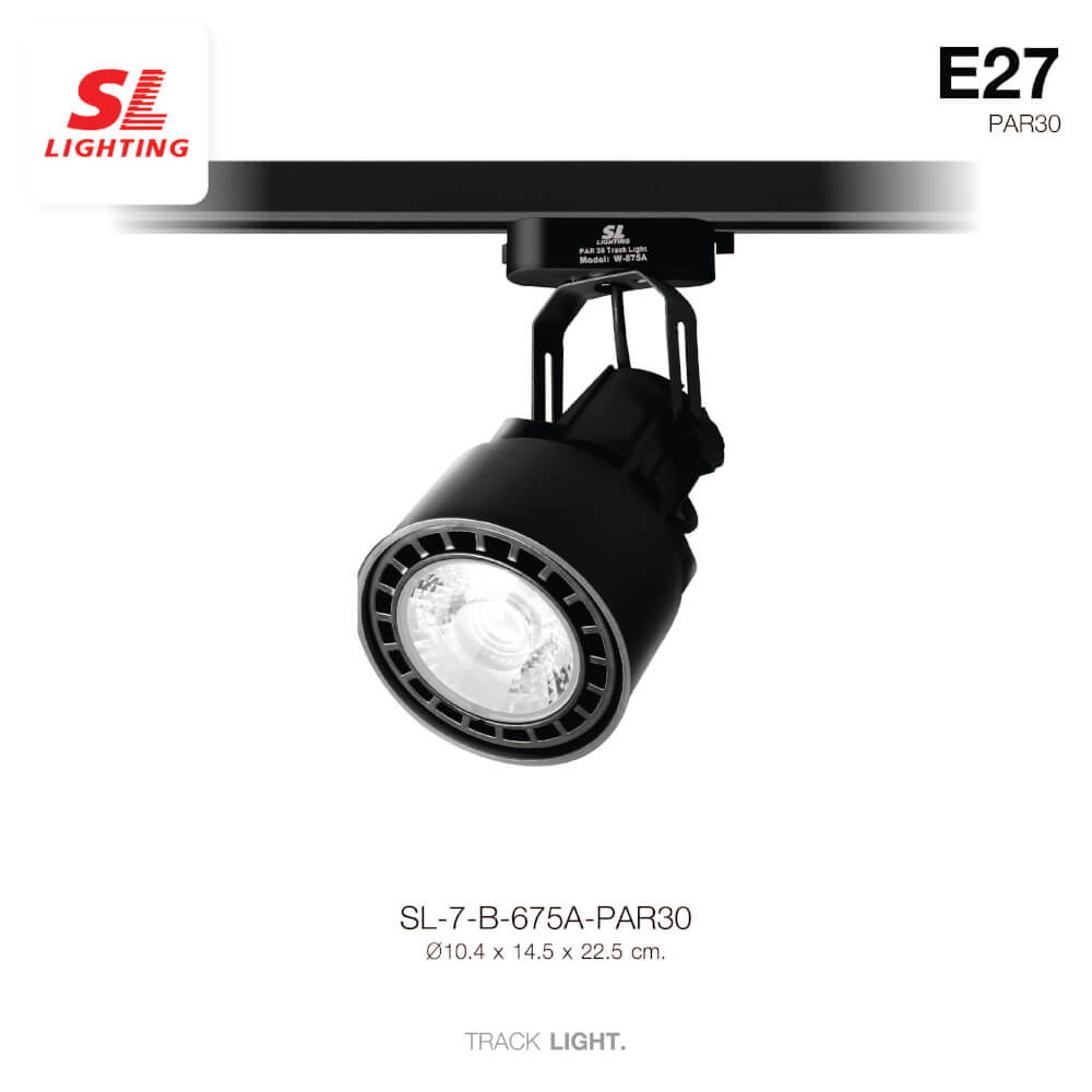 แทรคไลท์ ติดราง E27 PAR30 SL LIGHTING 675A สีดำ