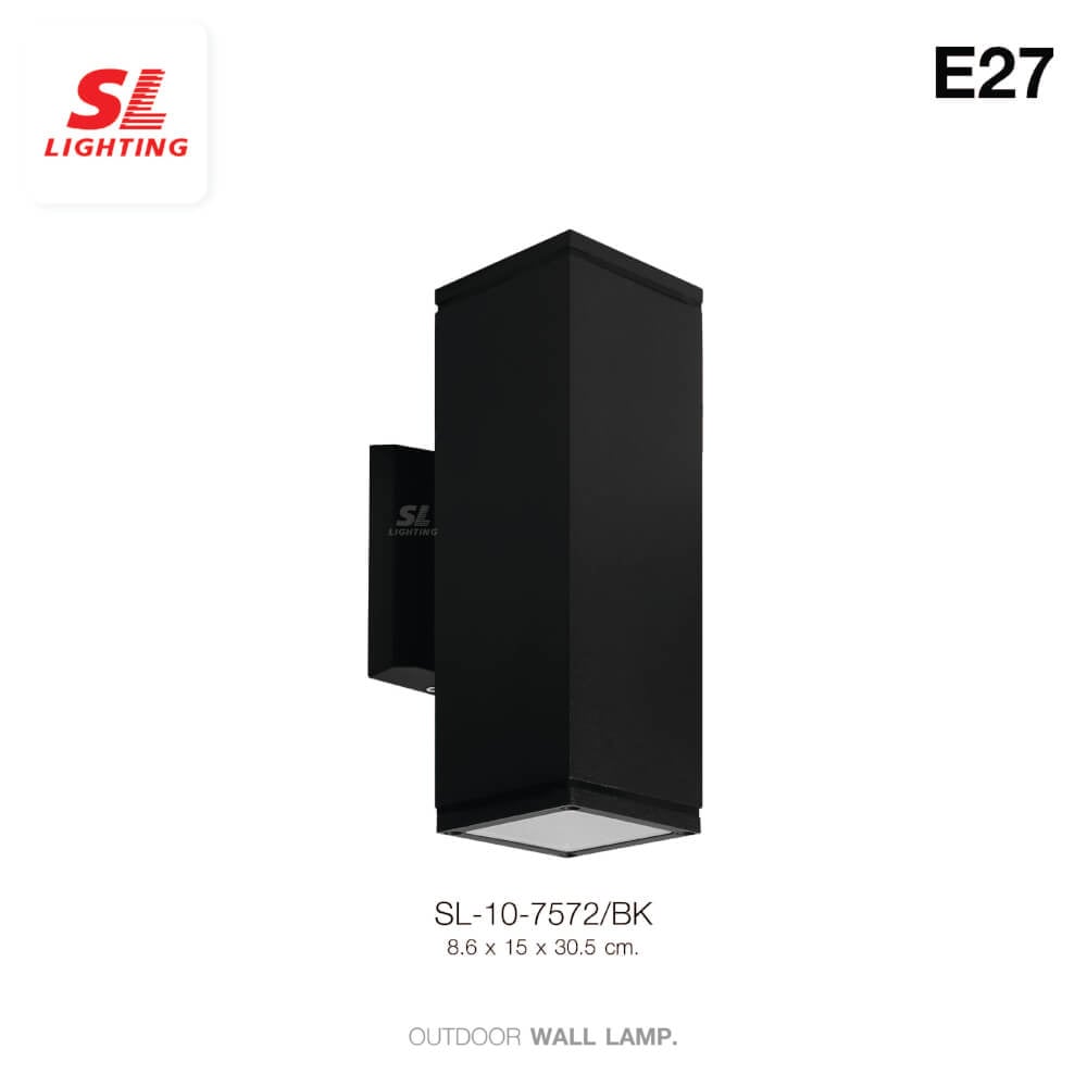 ไฟผนังภายนอก SL LIGHTING 7572 E27 สี่เหลี่ยม สีดำ แบบ 2 ทาง