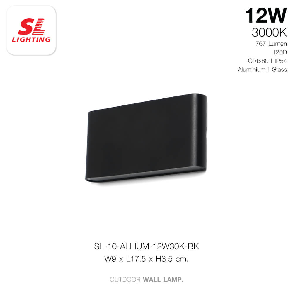 ไฟผนังภายนอก LED SL LIGHTING ALLIUM 12 วัตต์ WARM WHITE สีดำ