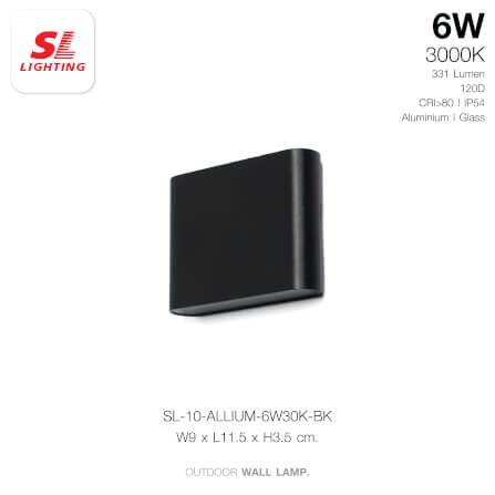 ไฟผนังภายนอก LED SL LIGHTING ALLIUM 6 วัตต์ WARM WHITE สีดำ_1